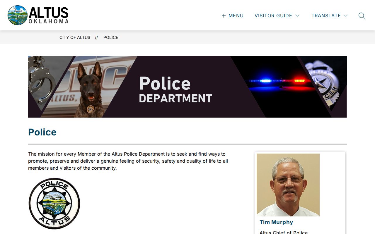 Jackson County Altus police arrest-record contact page